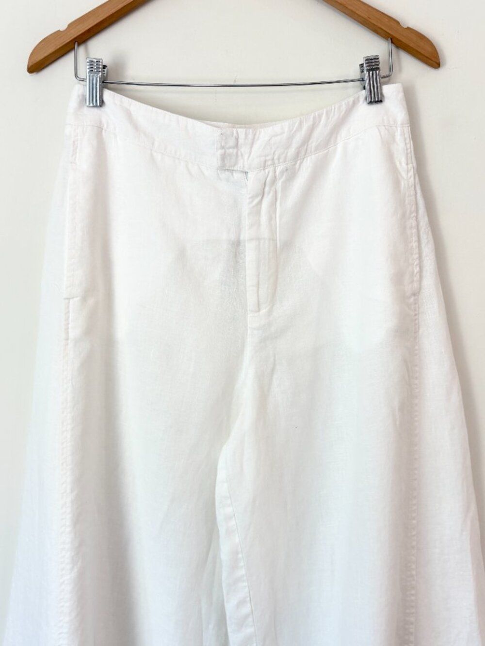 Anthroplogie White Linen Palazzo Pants Size 8 Wide Leg Boho Coastal - Picture 3 of 15